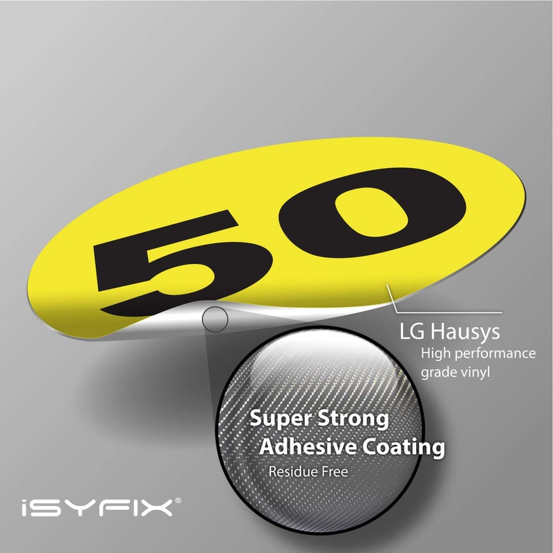 iSYFIX Yellow Consecutive Number Stickers â€“ 1 to 50, 1.5-inch, 1 set â€“ Vinyl Self Adhesive Premium Decal, Ideal for Inventory, Storage, Organizing, Boxes, Bins, Toolbox, Lockers & More, Indoor/Outdoor - Image 3